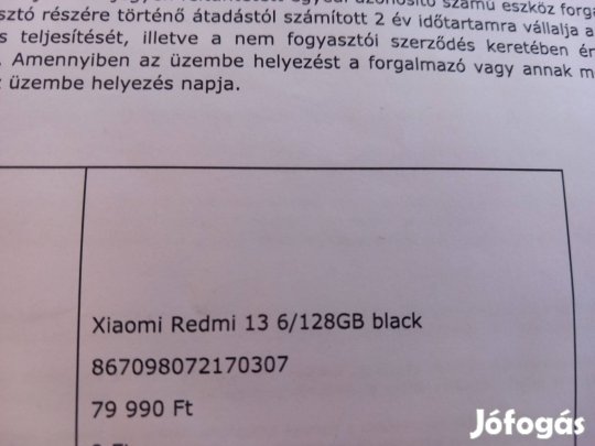 Xiaomi Redmi 13, nem használt