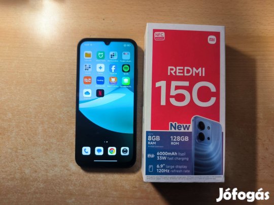 Xiaomi Redmi 15C 4/128GB Dual Újszerű Fekete Garival !