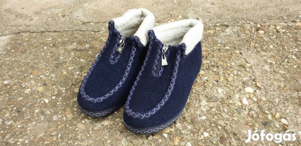 Xiu modern indián női bundás gyapjú házicipő 38-as s.kék