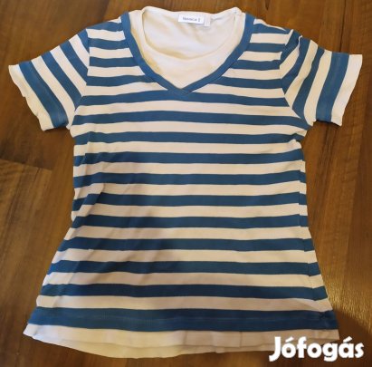 Yessica C&A kék - fehér csíkos rövid ujjú póló 