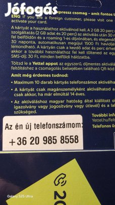 Yettel könyű telefonszám 985.8558.
