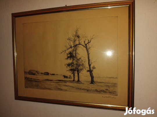 Zádor István rézkarc szignózott