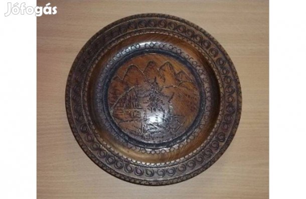 Zakopane szuvenír faragott fa tál tányér falidísz