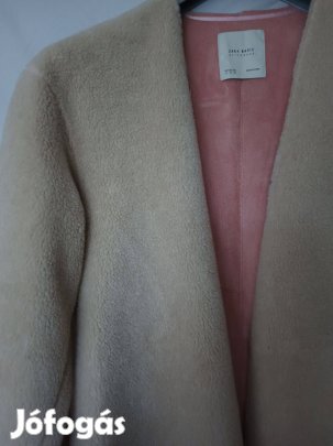 Zara Basic Teddy kabát M bézs ekrü rózsaszín