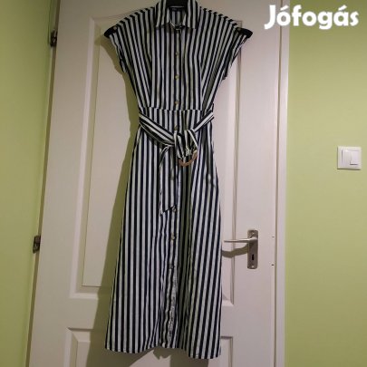 Zara csíkos, öves csinos női ruha XS