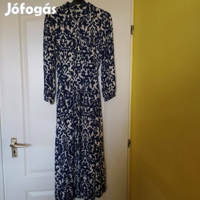 Zara csinos öves, zsebes kék mintás női ruha M
