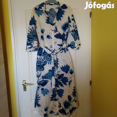 Zara csinos zsebes kék krém női ruha S