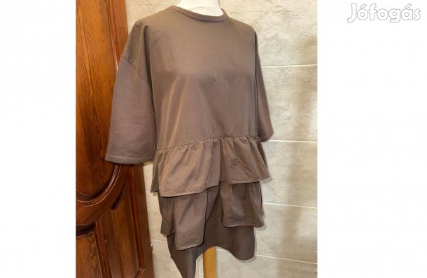 Zara csokoládébarna fodros miniruha/tunika, S-M