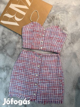 Zara ékszerköves tweed szett