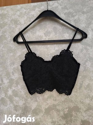 Zara fekete csipke crop top