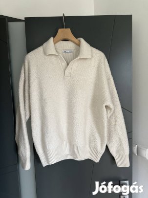 Zara férfi kötött galléros pulóver