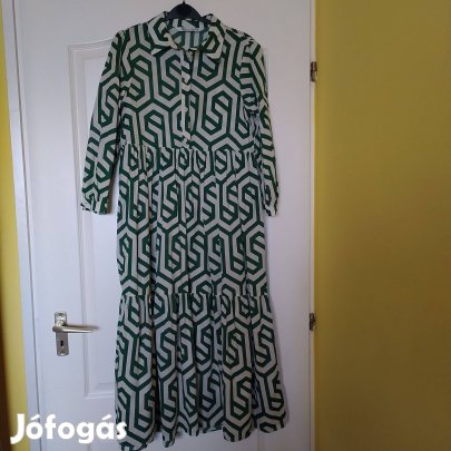 Zara krém zöld mintás női ruha S