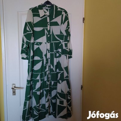 Zara márkás zöld krém mintás női ruha L
