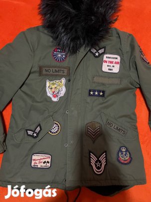 Zara női extra kekizöld szőrme béléses télikabát M M-es!