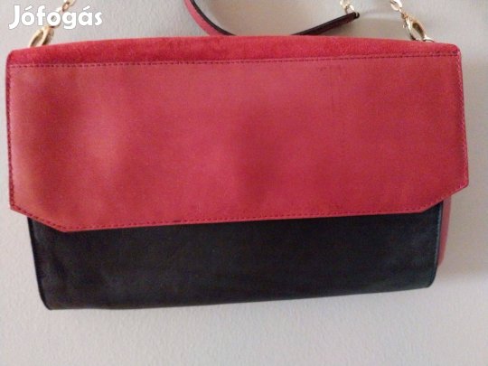 Zara oldaltáska, tiszta bőr borítéktáska, bordó-fekete