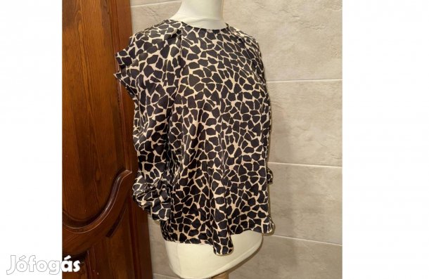 Zara rakott ujjú, zsiráfmintás blúz, S-M