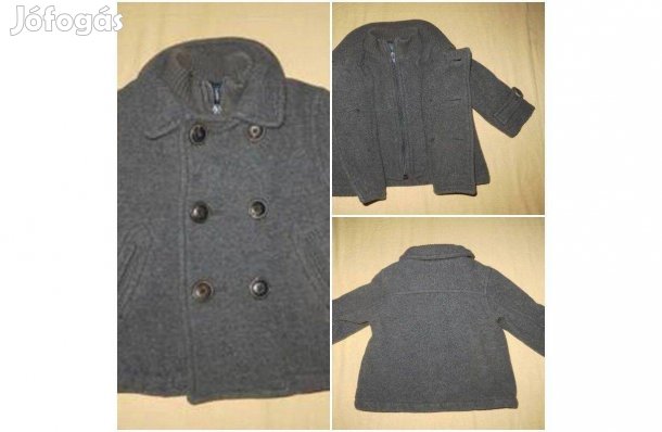 Zara szürke gombos cipzáras kabát 9-12 hó 74 - 80 cm h: 34 cm mb 64 cm