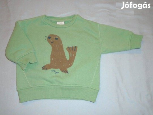 Zara zöld színű állat mintás pulóver 3-6 hó (méret 68)