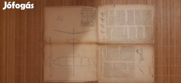 Zárttéri repülőmodell tervrajz, 1930-as évek