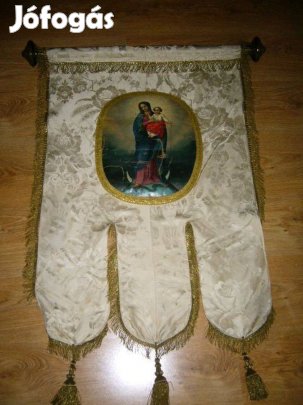 Zászló, régi, vallásos, Szüz Mária , Kis Jézus, festmény, katolikus,