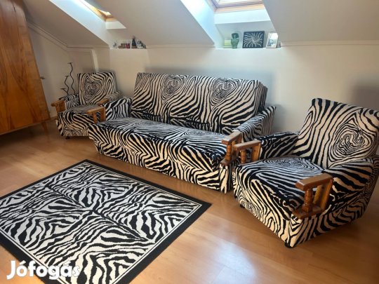 Zebra mintás garnitúra kihúzható ágyneműtartós