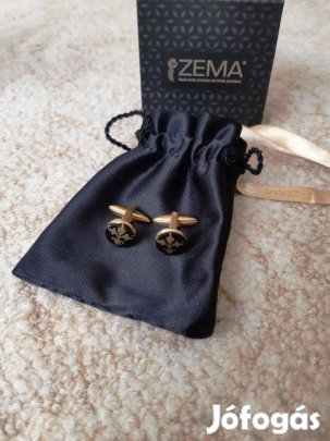 Zema Barokk finomporcelán fekete-arany mandzsetta gomb Új!