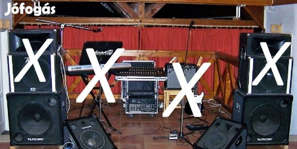 Zenekari felszerelés, keverő, hangfalak, erősítők
