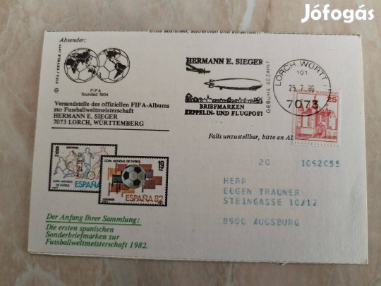 Zeppelin alkalmi bélyegzéssel 1982-es Spanyol Futball VB levele