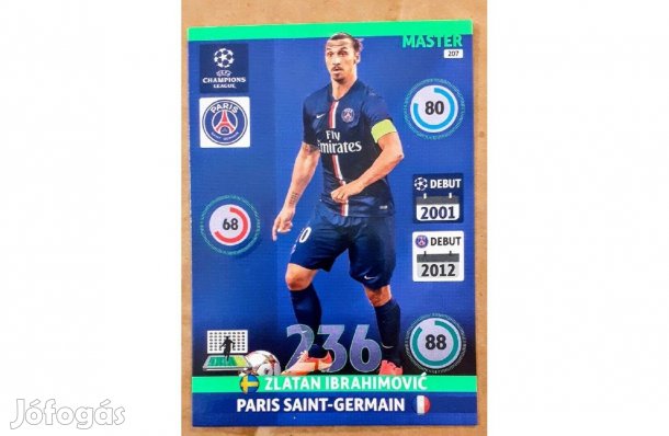 Zlatan Ibrahimovic Paris Saint-Germain Master focis kártya Panini 2015