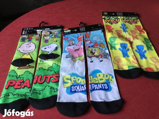 Zokni, vicces rajzfilm figurákkal, új, 3 db