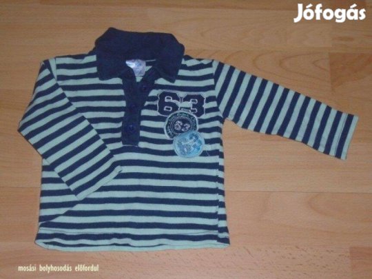 Zöld és kék galléros hosszú ujjú felső 6-9 hó (méret 74)