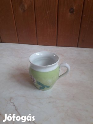 Zöld-fehér mázas kerámia kis bögre