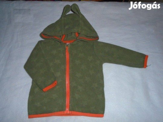 Zöld kapucnis polár cipzáras pulóver 3-6 hó (méret 68)