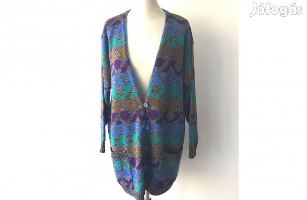 Zöld-kék, meleg, kötött, női kardigán 40-es méret .Új