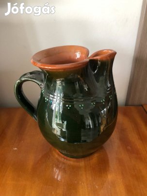 Zöld mázas cserép kancsó eladó