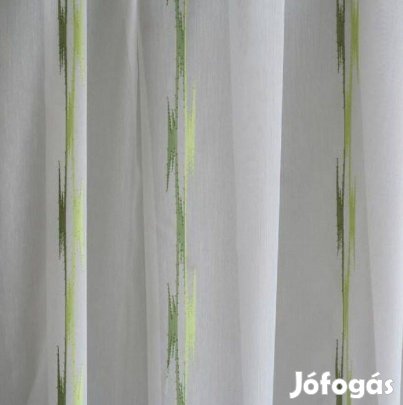 Zöld nyírt mintás új voile függöny (4m x 175 cm)