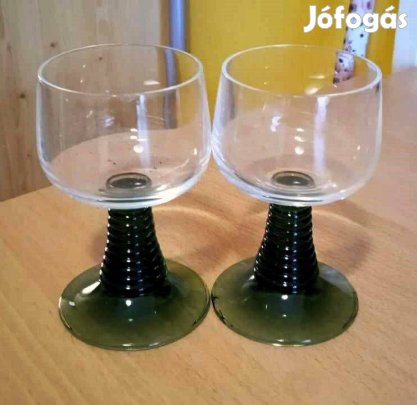 Zöld római talpas 2 db. üvegpohár