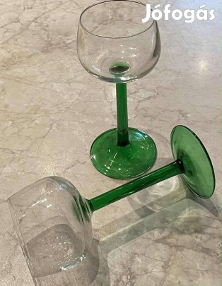 Zöld talpas pohár készlet 6 db vitrin állapot
