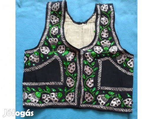 Zöldmintás gyöngyhimzéses erdélyi mellény