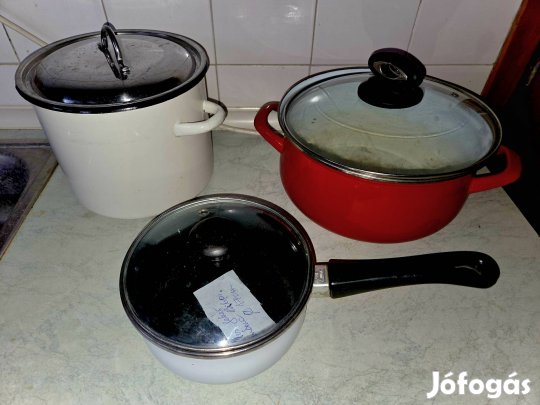 Zománc lábos  fazék fedők 