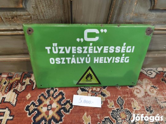 Zománc tábla, veszélyt jelző, vagy figyelmeztető új tábla, C Tűz