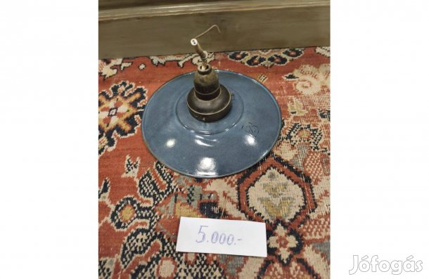 Zománc tányéros, szép állapotú, 20. század elejei mennyezeti lámpa,