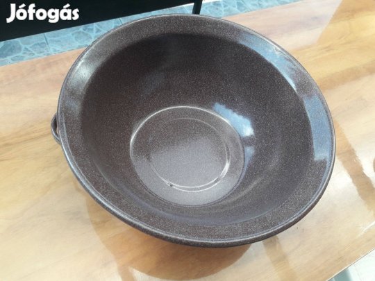 Zománcos, barna vajling, zománcozott vajling, fém edény, 33 cm átmérő