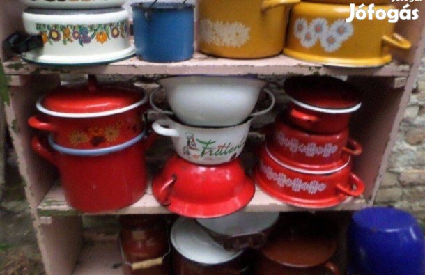 Zománcos edény lábas fazék tányér serpenyő