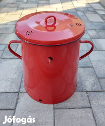 Zománcozott 20 literes piros zsírosbödön 