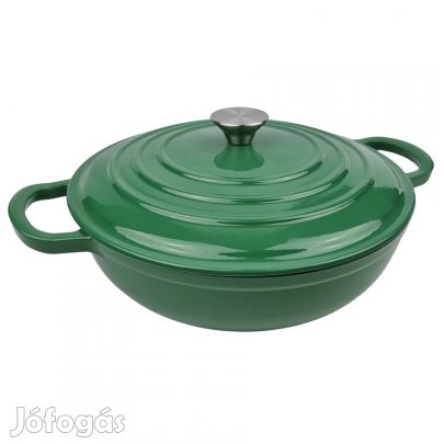 Zománcozott öntöttvas alacsony falú lábas 30cm smaragdzöld szeletsütő