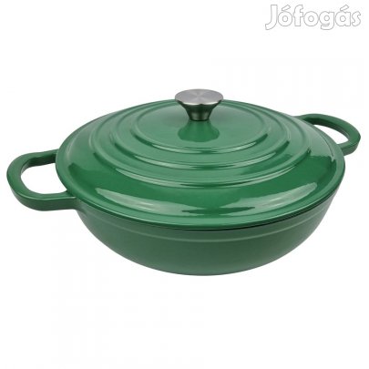 Zománcozott öntöttvas alacsony falú lábas 30cm smaragdzöld szeletsütő