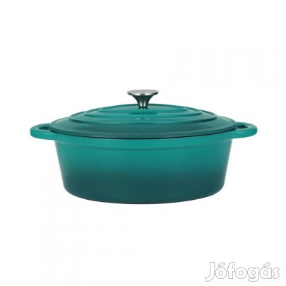 Zománcozott öntöttvas kacsasütő 30cm -es, 4,2 liter türkizkék