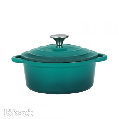 Zománcozott öntöttvas lábas fedővel 2 literes, 20 cm-es türkizkék