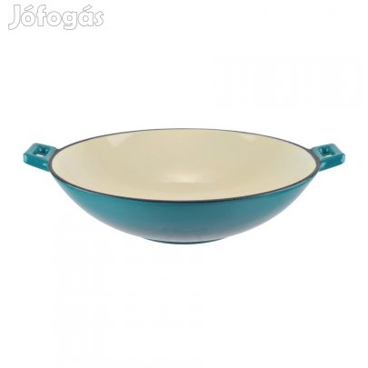 Zománcozott öntöttvas wok 37cm türkizkék